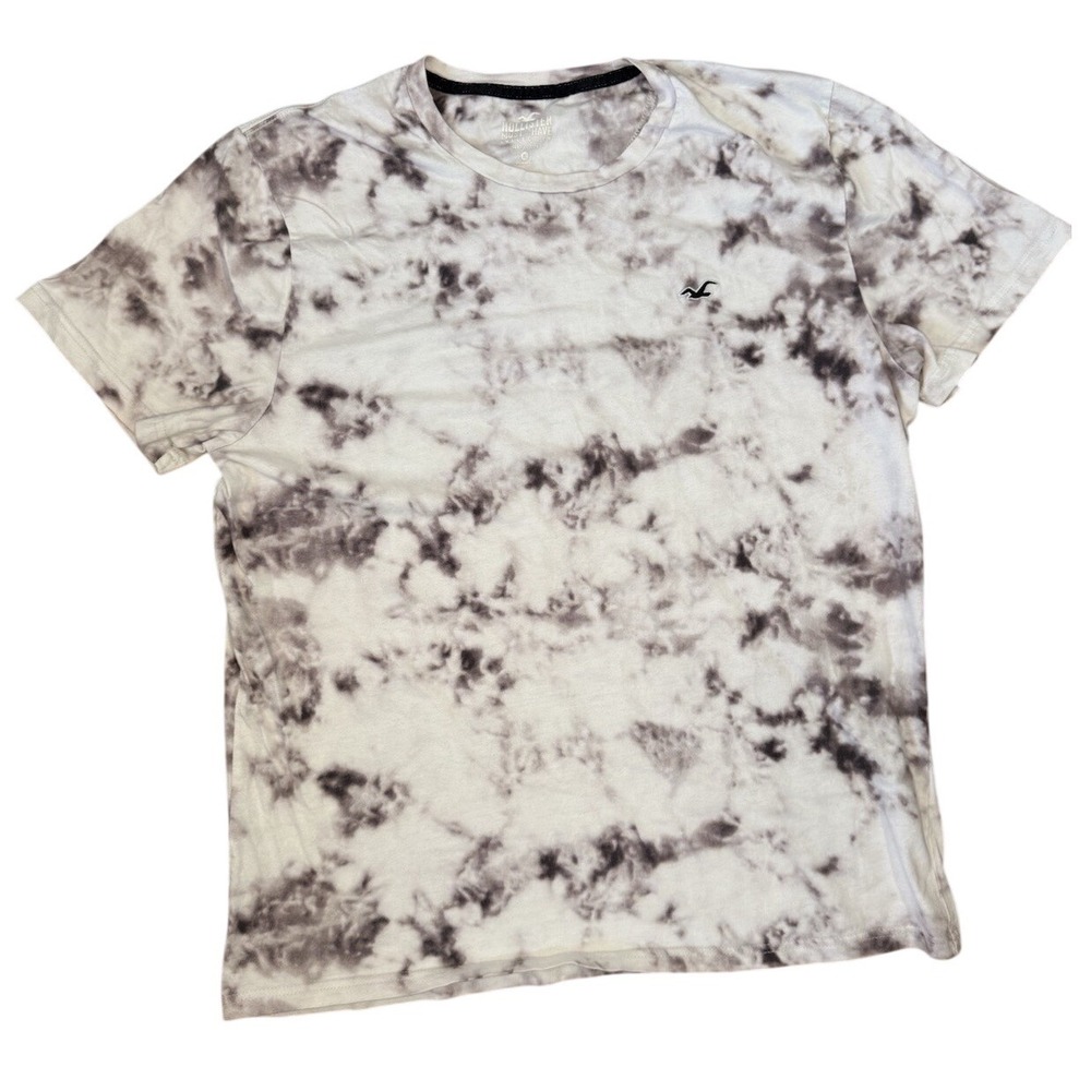 Hollister Mens‎ White Brown Tie Dye T Shirt Cotton Crew Neck Short Sleeve XL